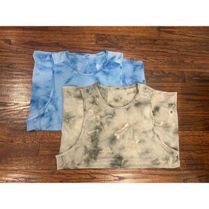 Lululemon Tie Dye Blue Green Tank Top Shirts Men's Size Unknown Lot of 2